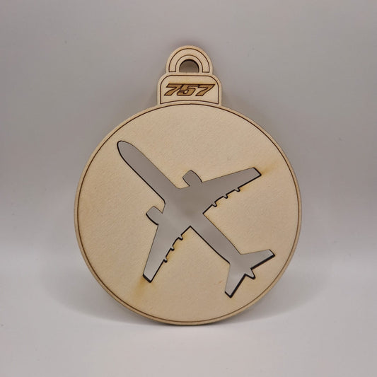 Wooden Boeing 757 Bauble Decoration